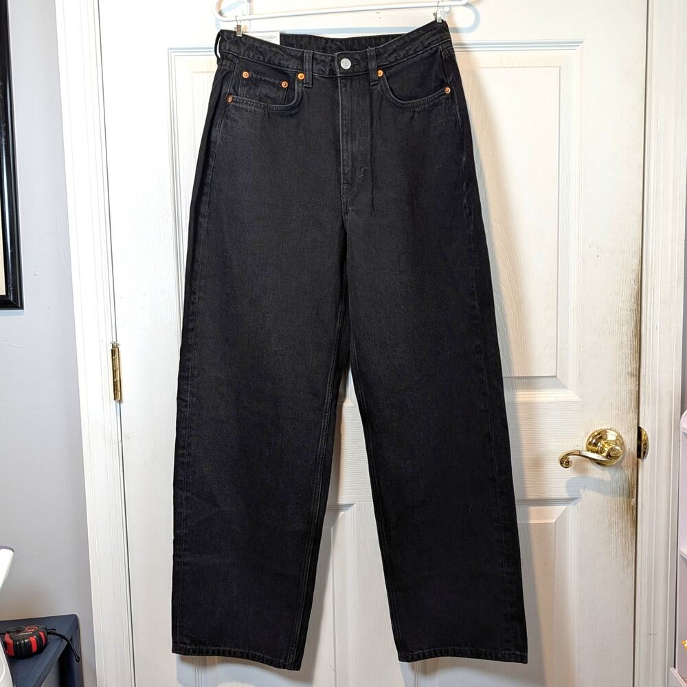 NWT Weekday Halo Curve High Wide Jeans – Washed Black Dark Denim (W31 L32)